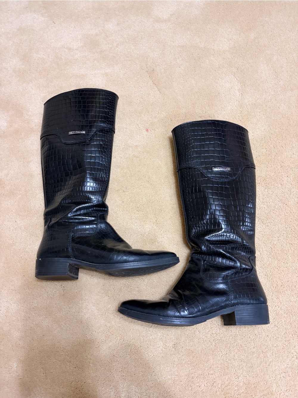 Women's Black Croc-Embossed Boots